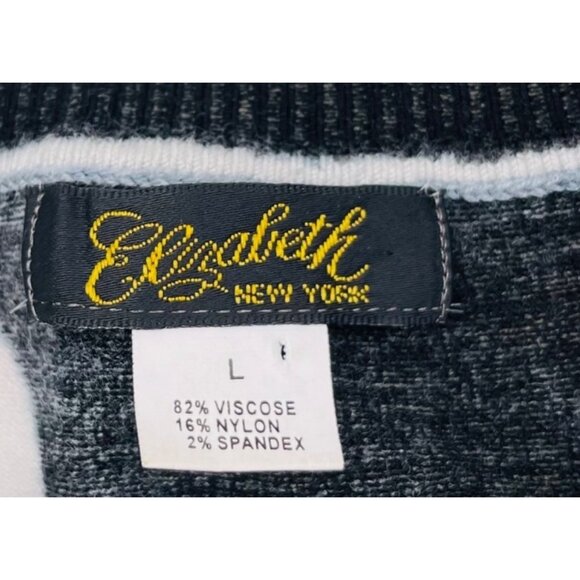 Elizabeth New York Floral Black Cardigan Sweater Red Poppies Large Button Front - Picture 2 of 4